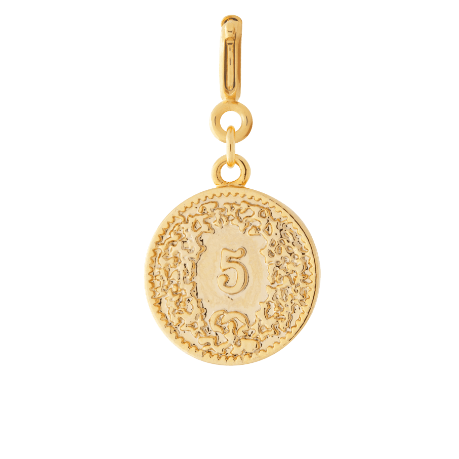 swiss coin charm gold