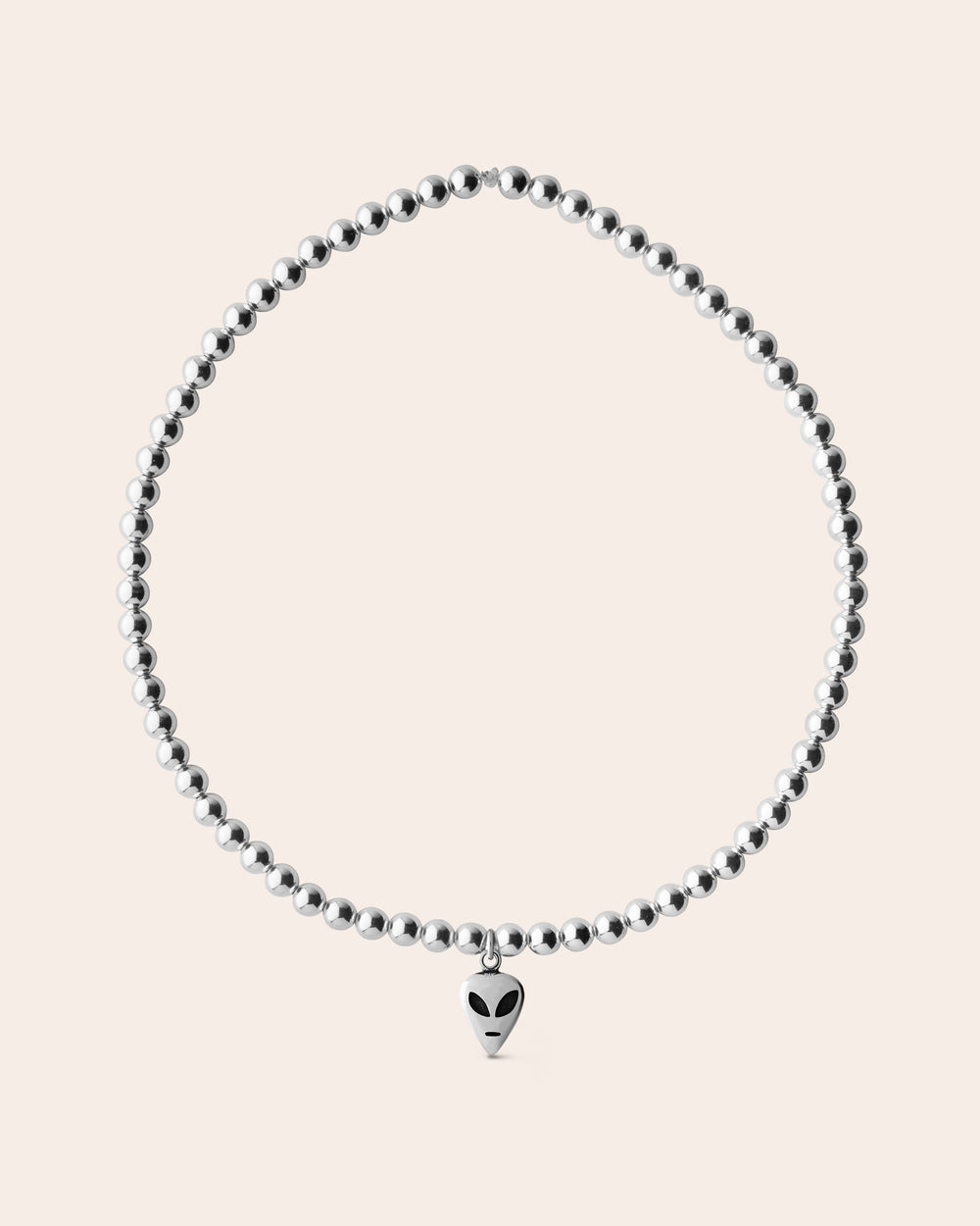 AG47 with Space Invader - Silver Balls Beaded Choker Necklace