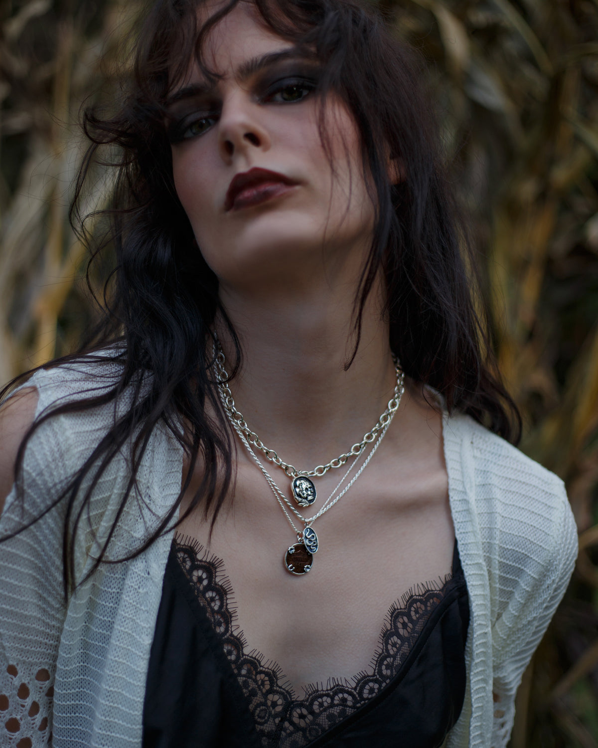whim anna dust to dust skull and mushroom necklace