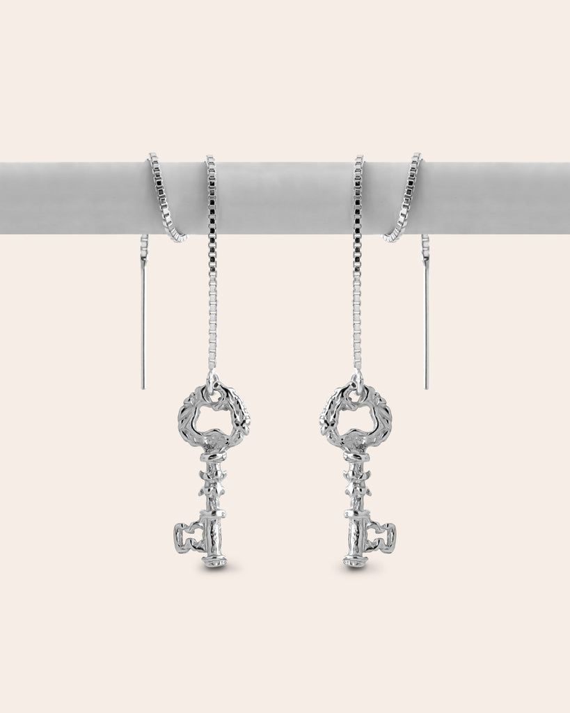 key threader earrings silver