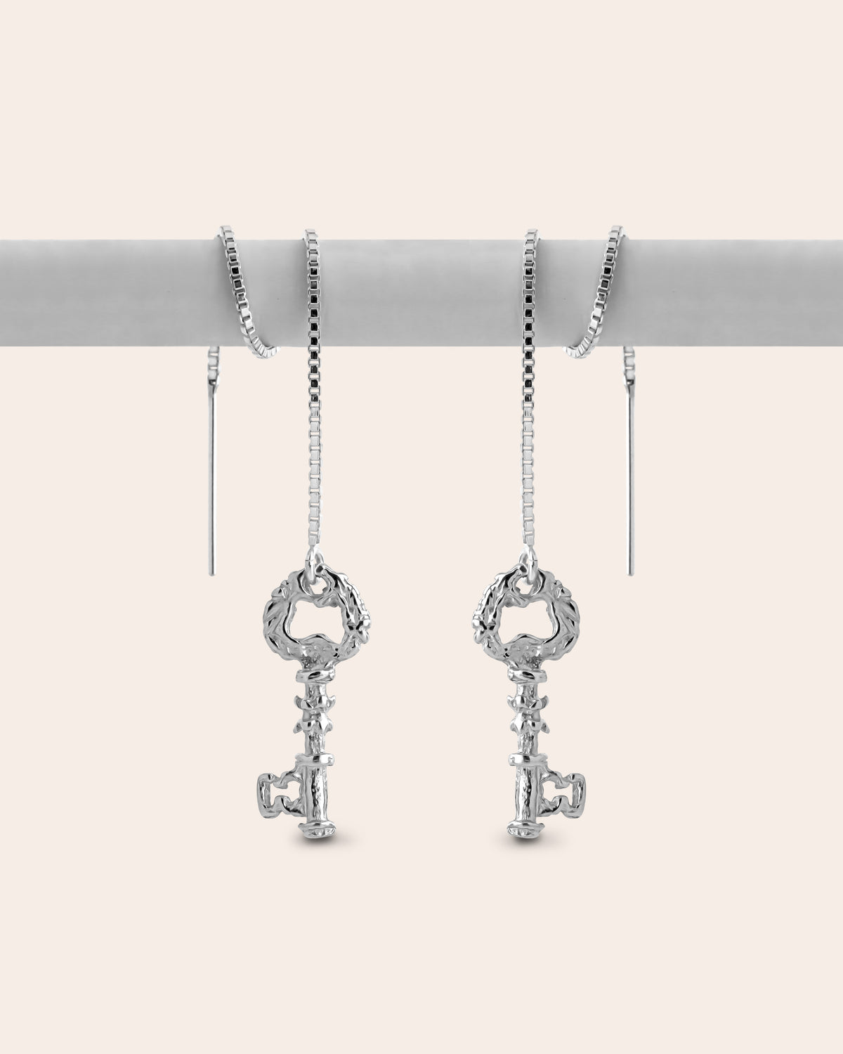 key threader earrings silver