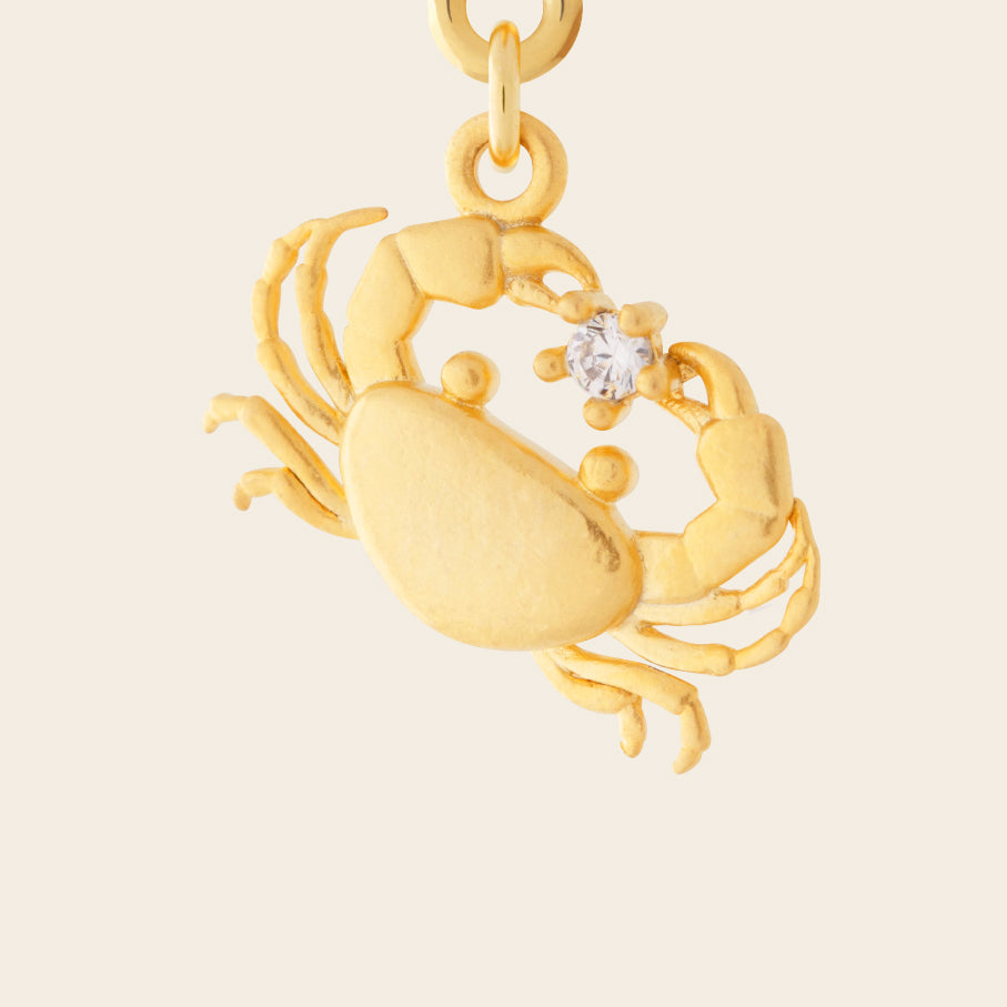 crab charm gold cz