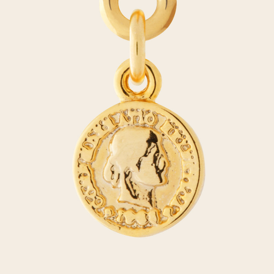 gold swiss coin charm