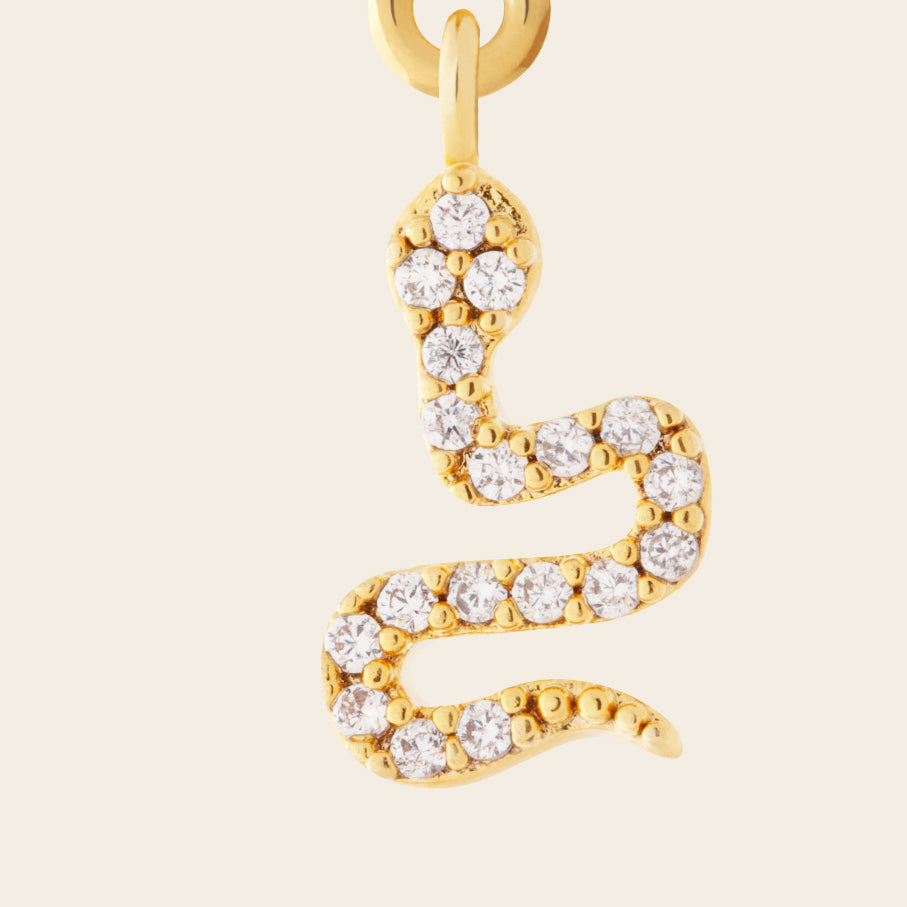 gold snake charm cubic zirconia