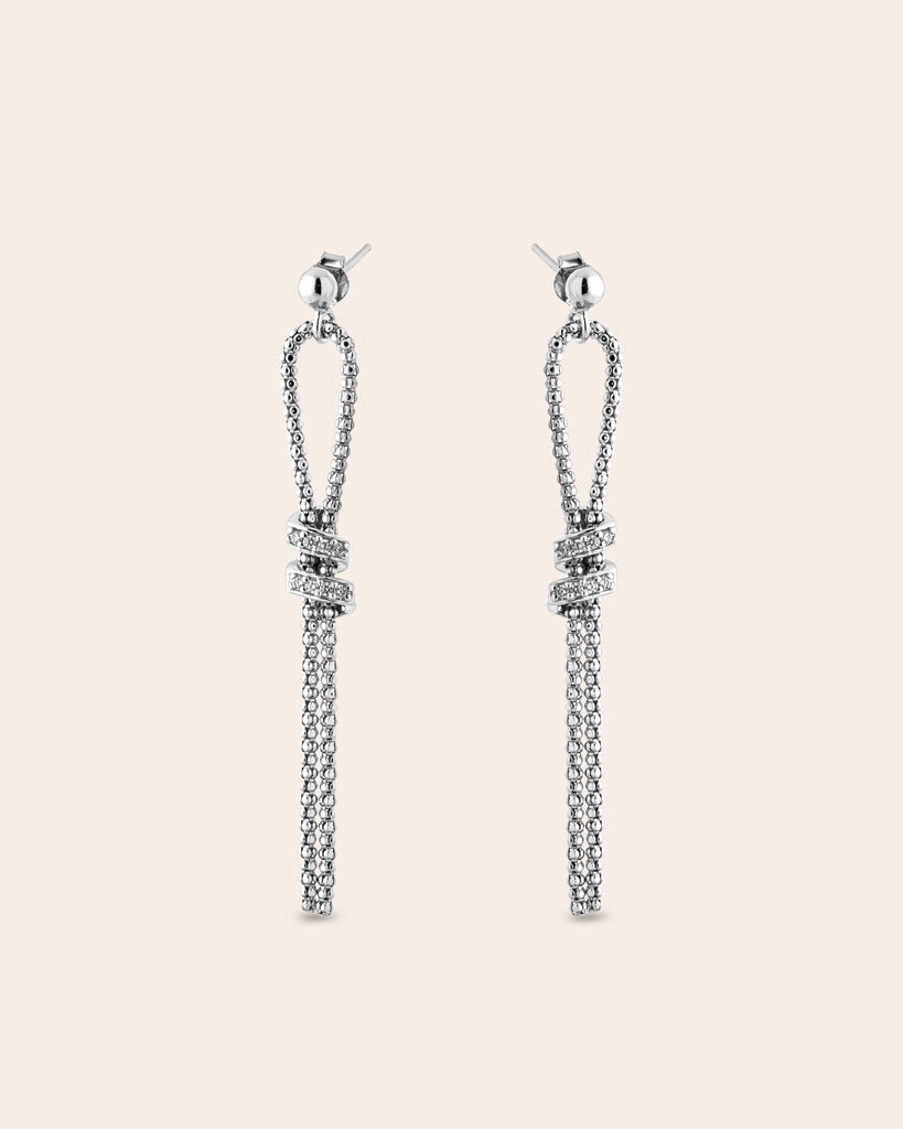 silver beaded dangle earrings
