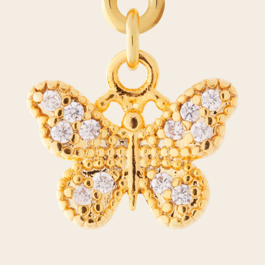 gold sparkly butterfly charm cubic zirconia charm