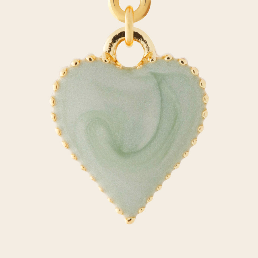 Minty - The Swirled Mint Enamel Heart Charm