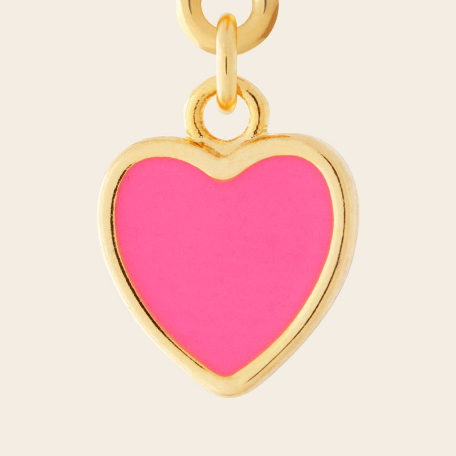 pink enamel charm heart gold