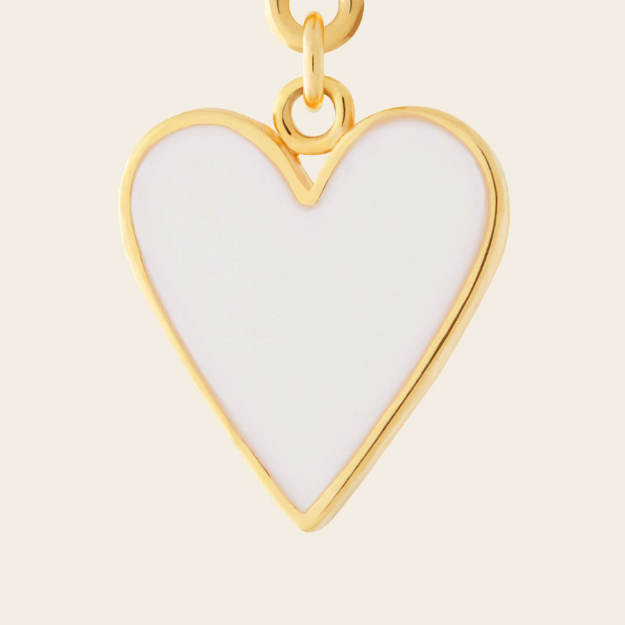 white enamel heart charm gold