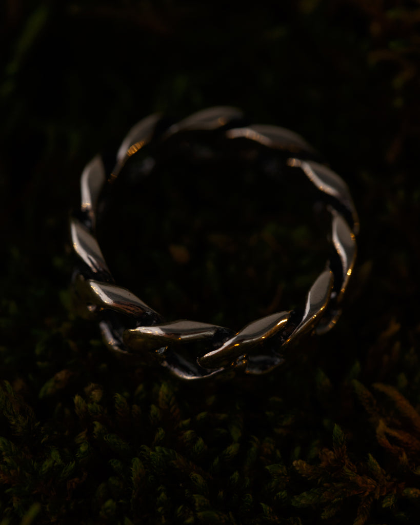 Chained Up- Oxidized Curb Chain Ring