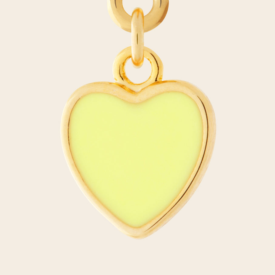 neon yellow heart charm gold